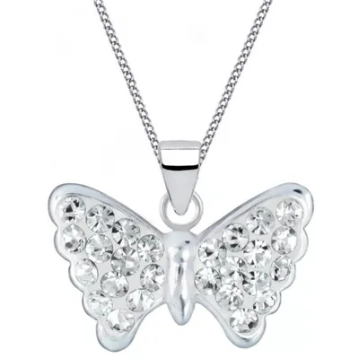 Schmetterling Kette für Mädchen mit weißem Kristall I Echtsilber

