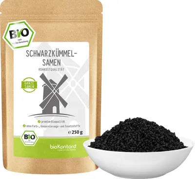 Produktbild von Schwarzkümmelsamen ganz 250 g I Schwarzkümmel ägyptisch I Rohkostqualität I bioKontor