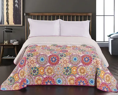 Produktbild von Famanu Bettüberwurf Wendbar - Polyester, Lila und Weiß - 170x270cm