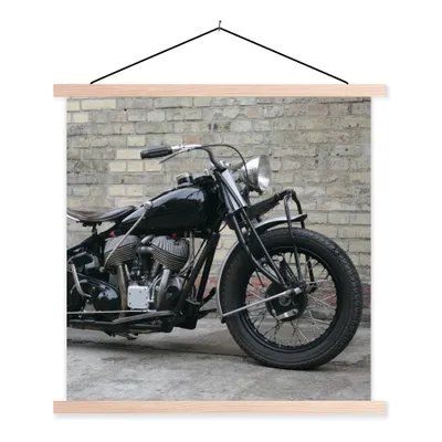 Produktbild von MuchoWow® Textilposter Seitenansicht eines antiken Motorrads 60x60 cm mit holzfarbenen Rahmen - Wanddekoration