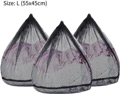Produktbild von Wäschebeutel Waschmaschine Mit Kordelstopper Wiederverwendbare Große Netzbeutel Für Wäsche/Schutz/Wäschenetz, Babywäsche/Unterwäsche, L (55x45cm), 3 Stück