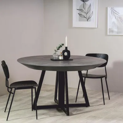 Immagine prodotto di Casa Padrino Tavolo da pranzo Grigio / Nero 138-314 cm - Tavolo da cucina rotondo allungabile