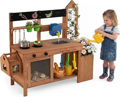 Imagen del producto de Cocina de madera para exteriores, cocina de juguete para niños a partir de 3 años