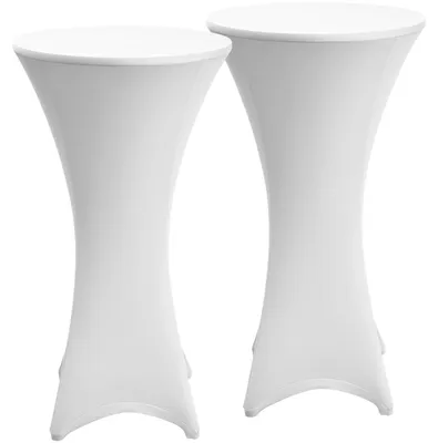 Immagine prodotto di Beautissu Tavolo alto elasticizzato Tavolo da bistrot Husse, Ø80cm, bianco, set da 2