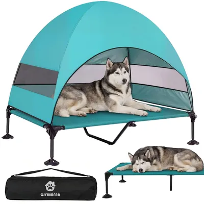 Image de Omgoods - Lit pour chien surélevé avec toit - Idéal pour l'intérieur et l'extérieur