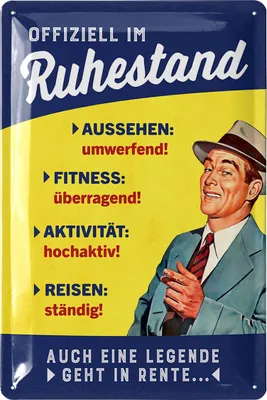 Produktbild von LANOLU Retro Blechschild Ruhestand Geschenk zum Renteneintritt Männer, Rentner Geschenk, lustige Deko Pensionierung, Rentenbeginn 20x30cm
