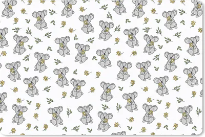 Produktbild von MuchoWow® Schreibtischunterlage Koala - Blumen - Muster - Kind 60x40 cm - XXL Mauspad - Großes Mauspad