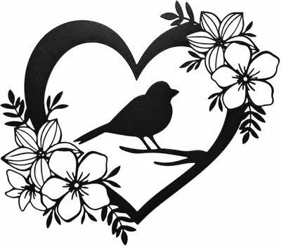 Imagen del producto de Decoración de pared con forma de pájaro de metal, diseño de corazón, color , ideal para jardín y exteriores