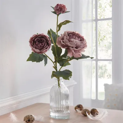 Produktbild von Kunstblume "Pfingstrosen" in Vase, Kunstblüten, künstliche Blumen in Glasvase, 37 cm hoch, Dekoblumen