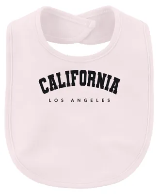 Imagen del producto de Babero retro de estilo universitario, con motivos de California, Los Ángeles, la costa oeste y Hollywood, color rosa