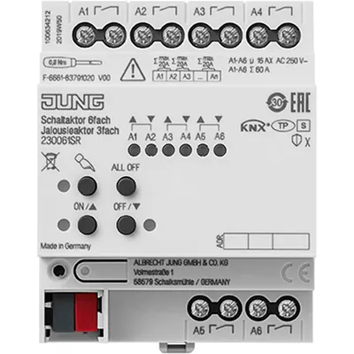 Zdjęcie produktu dla Siłownik żaluzjowy Jung KNX 6-kanałowy 230061SR (230061SR)