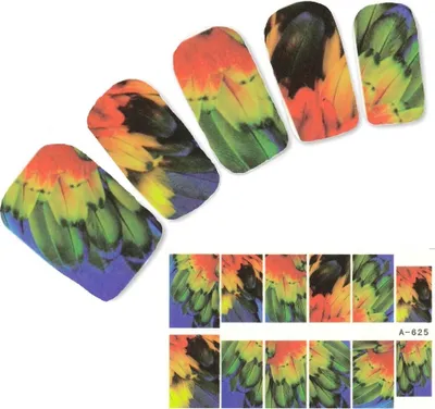 Produktbild von Tattoo Nail Art Bunte Federn Aufkleber Nagel Sticker