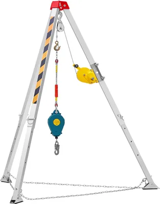 Zdjęcie produktu dla Zestaw statywowy SucceBuy do ograniczonych przestrzeni, wciągarka 1200 funtów. nogi 7' z liną 98'. zabezpieczenie przed upadkiem z wysokości 32,8'. Zawiera pasek i torbę do przechowywania w konwencjonalnych przestrzeniach zamkniętych.