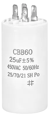 Startkondensator CBB60 25µF 450V AC für einphasige Motoren