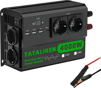 Zdjęcie produktu dla Falownik, przenośna konstrukcja, wiele złączy ładowania, 24V4000W220VEU-czarny