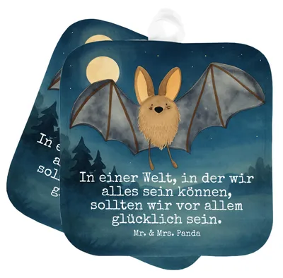 Produktbild von Mr. & Mrs. Panda Topflappen Fledermaus Flügel Design - Weiß - Geschenk, Kochlappen, Topfuntersetzer, Topflappenset, Lustige Sprüche, topfhalter, Set