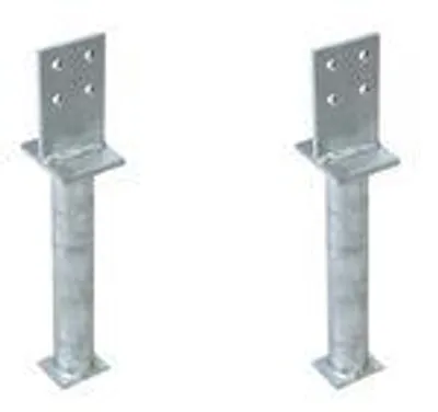 Image de Support de poteau en T Alberts avec entretoise en botte, galvanisé à chaud, à bétonner, hauteur d'entretoise 130 mm