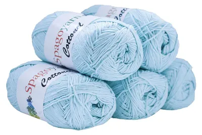 5 x 100g Strickgarn Cottonel Uni Häkelwolle Handstrickgarn babyblau