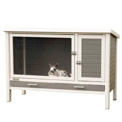 Produktbild von Kerbl ECO Kaninchenstall Samy Kunststoff 116×57×82 cm Grau und Weiß