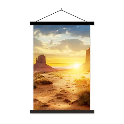 Produktbild von MuchoWow® Textilposter Sonnenuntergang - Felsen - Landschaft - Horizont 120x180 cm mit schwarzem Rahmen - Fotos