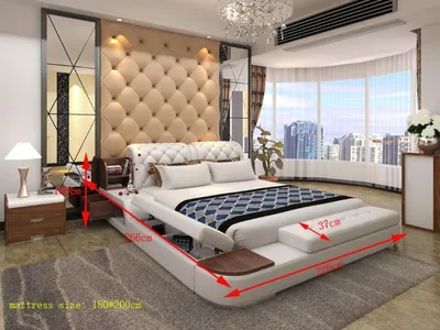 Immagine prodotto di Letto multifunzionale design imbottitura letti matrimoniali Chesterfield sgabello