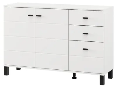 Produktbild von Guatav - Sideboard, 116x35x78h cm Weiß Matt, 3 Schubladen