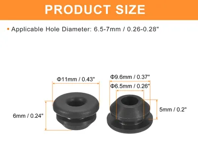 Produktbild von 25 Stš¹ck Silikonstopfen, runde Gummistopfen zum Einrasten in 6,5-7 mm L?cher, wasserdichte Lochstopfen fš¹r Metallrohre, M?bel-Endkappen, schwarze Eins?tze