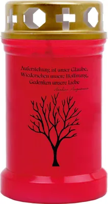 Produktbild von Grabkerze Rot, Brenndauer: 40 Stunden, Motiv: Baum