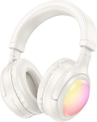 Image de Casque sans fil Bluetooth éclairage RGB-LED design pliable réglable blanc