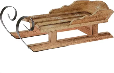 Produktbild von H&S Decoration | Dekorative Holzschlitten - Deko Schlitten - 40 x 14 x 10 cm - Braun - Weihnachtsfigur - Holz und Metall