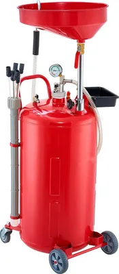 Produktbild von Ölauffangwagen - 79 L Ölauffangbehälter - Höhenverstellbarer Trichter - Mit Rädern - Ablassventil Für Flüssigkeitstransfer - Für Ölwechsel In Autowerkstatt - Rot