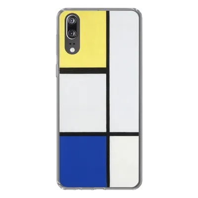 Produktbild von MuchoWow® Handyhülle Schutzhülle Hülle für Huawei P20 Komposition mit Gelb, Blau und Schwarz - Piet Mondrian Silikon Softcase Handy Hülle - Hardcover