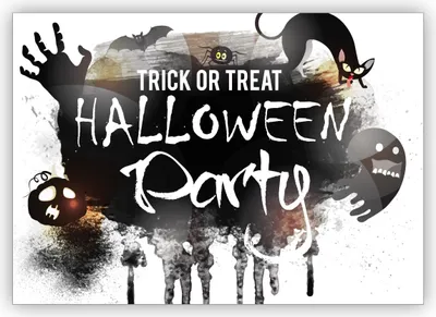 Produktbild von coole Halloween Einladungskarte Trick or Treat, mit Katzen und Geistern: Halloween Party