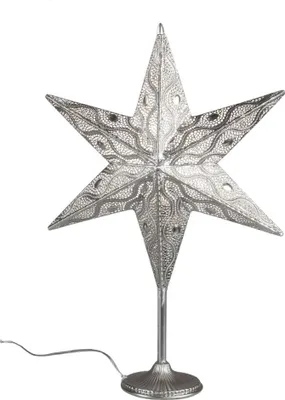 Produktbild von Deko Lampe, Leuchte Stern CAPRI auf Fuß H. 65cm silber Metall Formano Winter