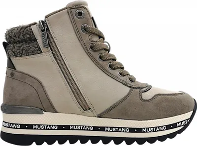 Imagen del producto de Zapatos deportivos Mustang para mujer, tipo bota, con cordones, color gris, para uso casual