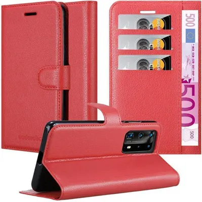 Produktbild von Cadorabo Hülle für Huawei P40 PRO / P40 PRO+ Schutz Hülle in Rot Handyhülle Etui Case Cover Magnetverschluss