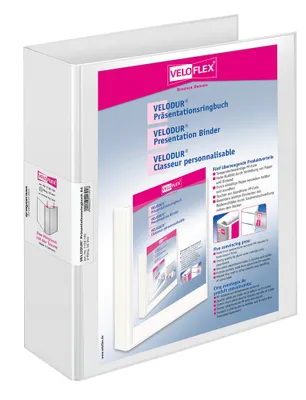 Produktbild von VELOFLEX VELODUR® Präsentationsringbücher 2-Ringe weiß 7,0 cm DIN A4, 10 St.