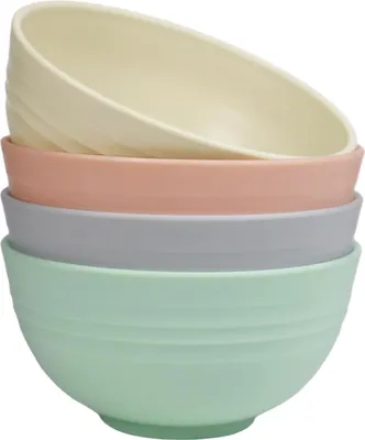 Image de 60 ml Bols à céréales en plastique Set de 4 bols légers et incassables sans BPA - Bols à soupe de camping pour enfants et adultes - Résistant au micro-ondes et au lave-vaisselle