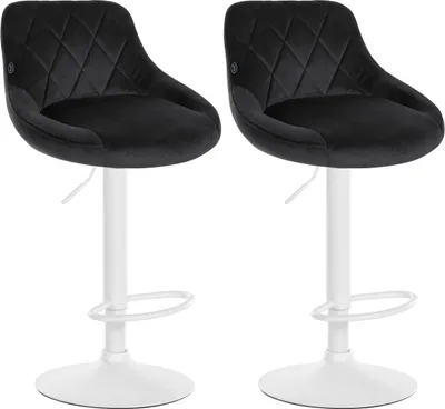 Produktbild von 2er Set Barhocker Lazio Samt weiß schwarz