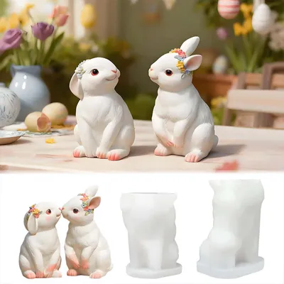 Produktbild von Silikonformen für Osterhasen mit Blumenkranz