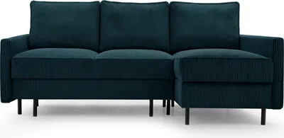 Produktbild von BETTSO Ecksofa Großes L Form Couch Couchgarnitur Eckcouch Sofa Ecksofa mit Kissen und Armlehnen aus Cordstoff EMMA Blau Rechts