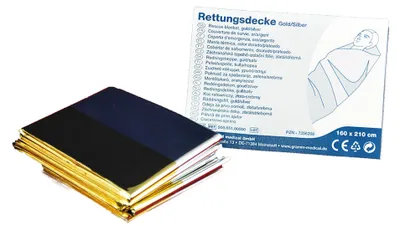 Produktbild von Gramm Medical Rettungsdecke, gold / silber