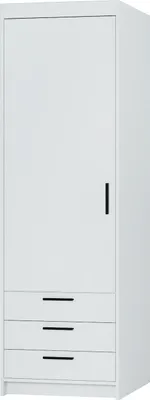 Produktbild von Tkmoebel Eintüriger Kleiderschrank mit Schubladen LENA 1D 3S, aus Schichtstoffplatte, Breite 60 cm, weiß