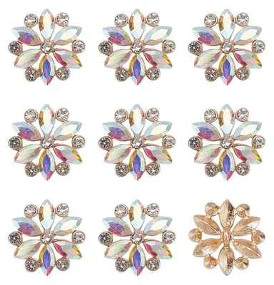 Strassknöpfe 20 mm, 8 Stück, klare Blumenkristallknöpfe