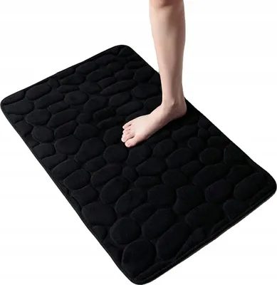 Image de Tapis de bain mousse antidérapante MEMORY Stones MATA THICK BLACK