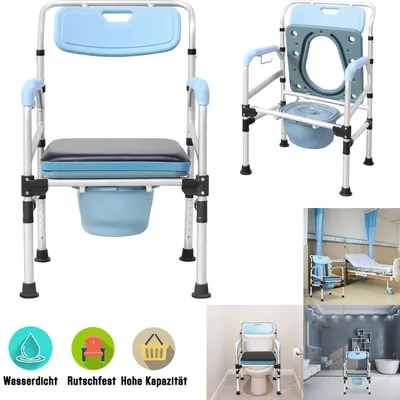 Produktbild von LZQ Toilettenstuhl Höhenverstellbar WC-Stuhl Antirutschenden Nachtstuhl Dusch Badehilfen Duschstuhl mit Armlehne und Toiletteneimer
