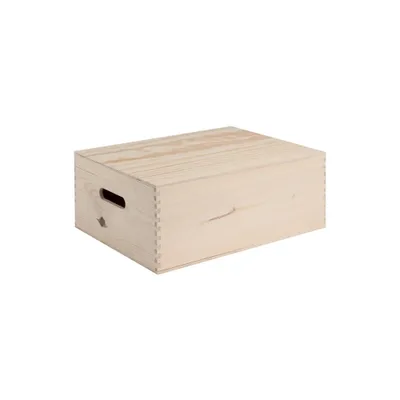 Produktbild von Holzkiste mit Deckel und Griffen für verschiedene Produkte – Innenmaße: 40X30X15 | Für Heimwerkerarbeiten, Hochzeitsgeschenke, Geschenkkörbe sowie Lebensmittel- und Weinprodukte – PT02C, 46x46x23