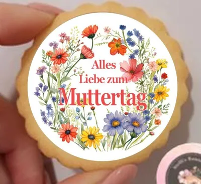 Produktbild von Muttertag Alles Gute Blumen  Keks / Cupcake Aufleger 1 Seite Saracino Cake Paper - leicht raue Oberfläche Ausstanzung rund  4,5 cm 24 Stk.
