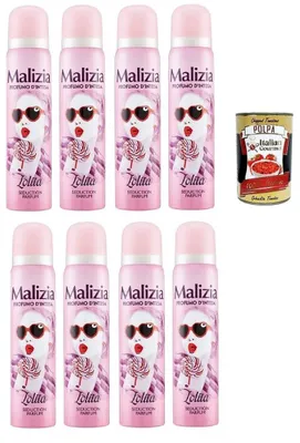 Produktbild von MALIZIA Deodorante Donna Lolita Seduction Parfum,Deodorant Deo Spray für Damen 8x 100ml + Italian Gourmet polpa 400g