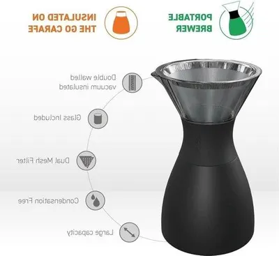 Produktbild von Elektrischer Kaffeezubereiter aus Edelstahl, 1 Liter, isoliert, schwarz
